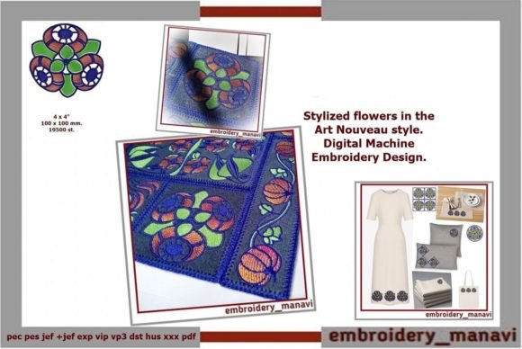 Art Nouveau Patchwork with Flower for Business
