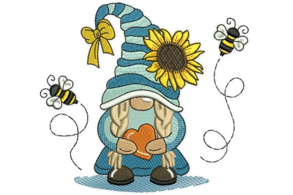 Bee Girl Gnome: A Charming Addition to Your Embroidery