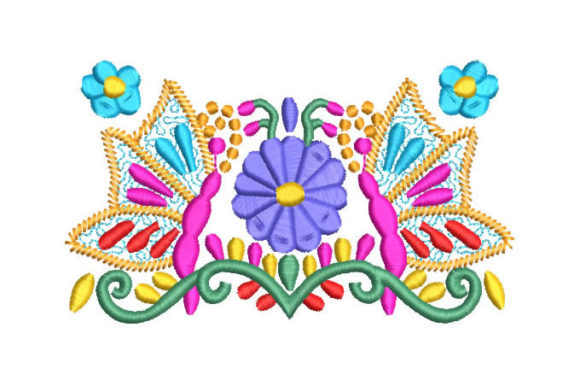 Colorful Flowers and Butterflies: A Festive Embroidery Design