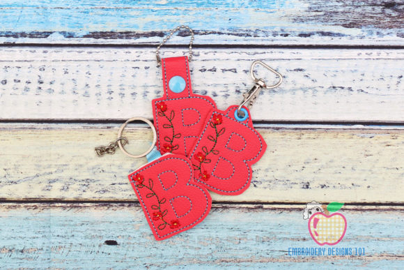 Floral Initial Letter B ITH Key Fob for Business