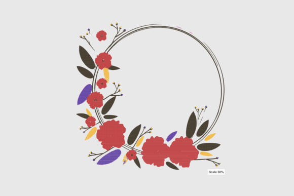 Maroon Flower Wreath: A Charming Embroidery Design