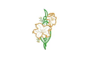 Orange Flowers Embellishment Outline for Apparel